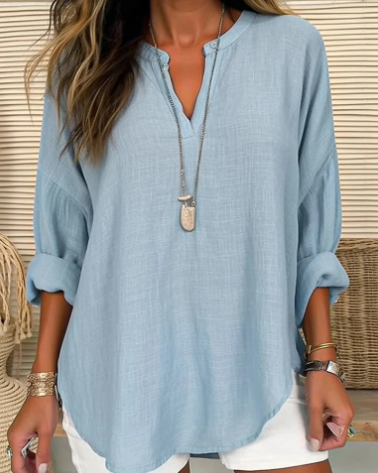 V-neck blouse striped