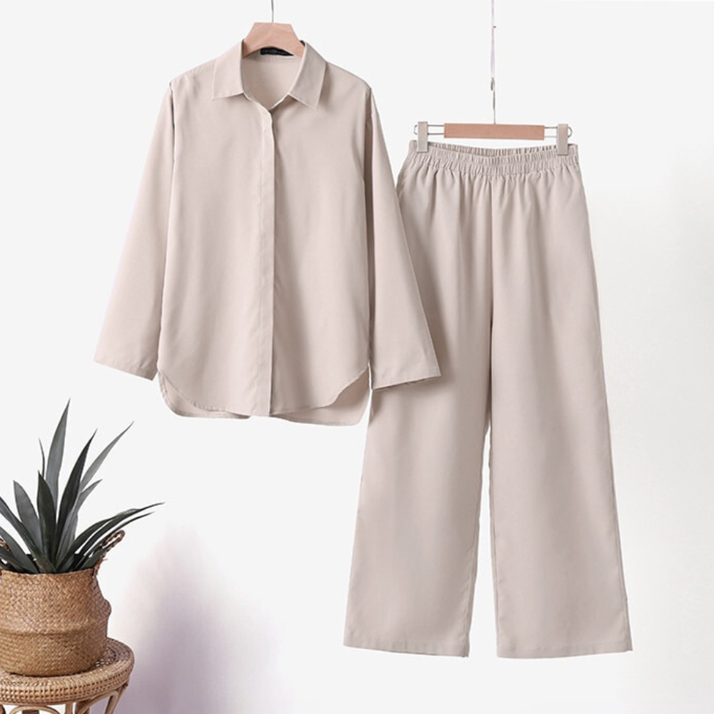 Daria - Trendy Plain Shirt Set for Women