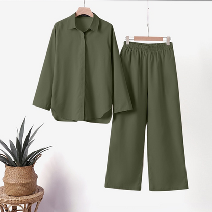 Daria - Trendy Plain Shirt Set for Women