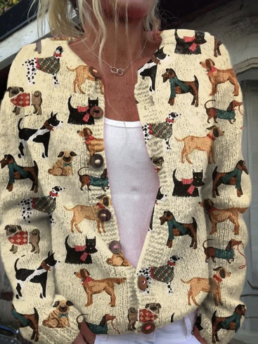 Women's cardigan with funny dog motif: fun and warmth in your wardrobe