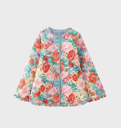 Women's floral print coat with open front