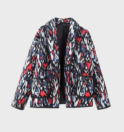 Women's floral print coat with open front