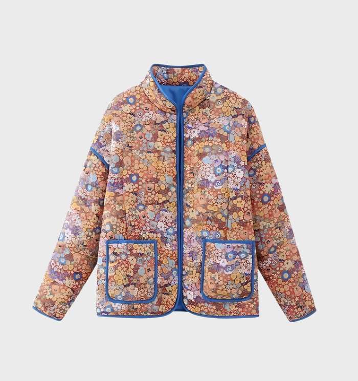 Women's floral print coat with open front