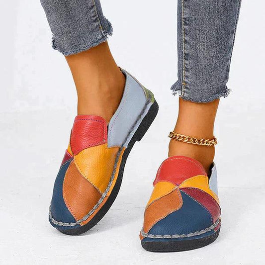 Kaida Shoes | Colorful Patchwork Ortho Leather Loafers