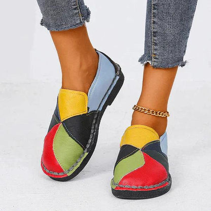 Kaida Shoes | Colorful Patchwork Ortho Leather Loafers