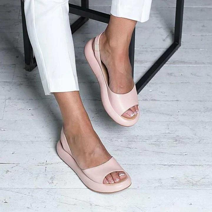 Kalynn Shoes | Open Toe Slip-On Shoes with Elastic Back