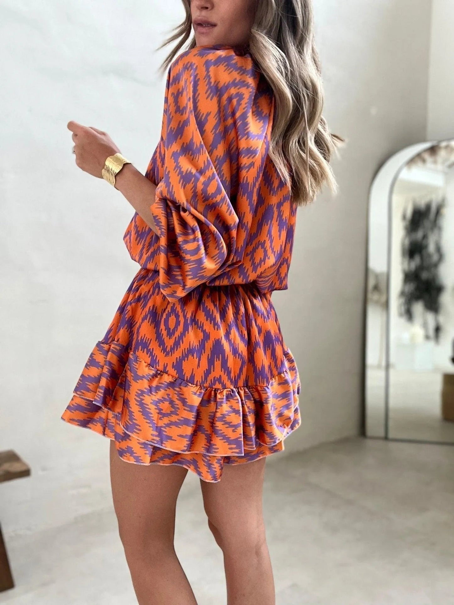 Blouse and Shorts Set - Graphic Pattern - Vivid Colors - Perfect for Summer Days