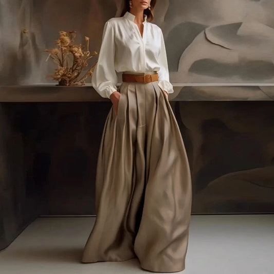 Helmar | Casual wide leg pants in solid color for lady