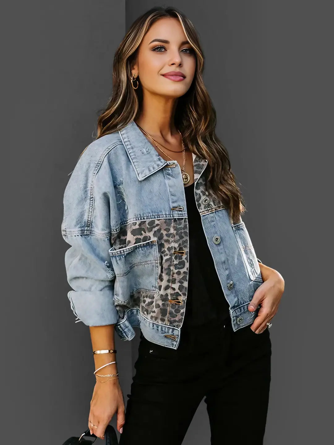 Leopard denim jacket - Camille