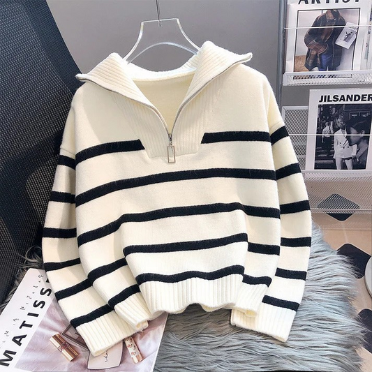 Jess | Loose sweatshirt with striped zipper