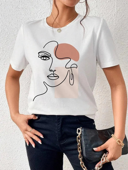 Women's T-shirt - Modern Art Print - Comfortable Fit - Ideal for Everyday Use