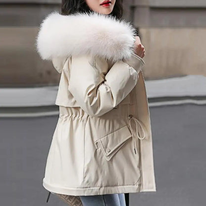 Women's warm coat with fluff