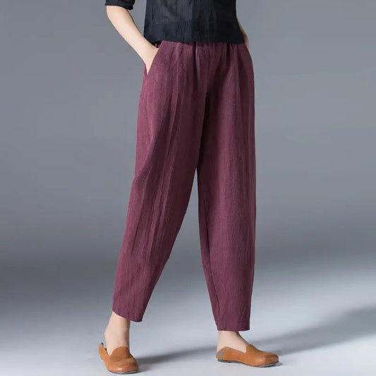 Marlele - Fashion women's cotton hemp bloomers pants