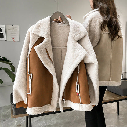 Suede winter coat for women