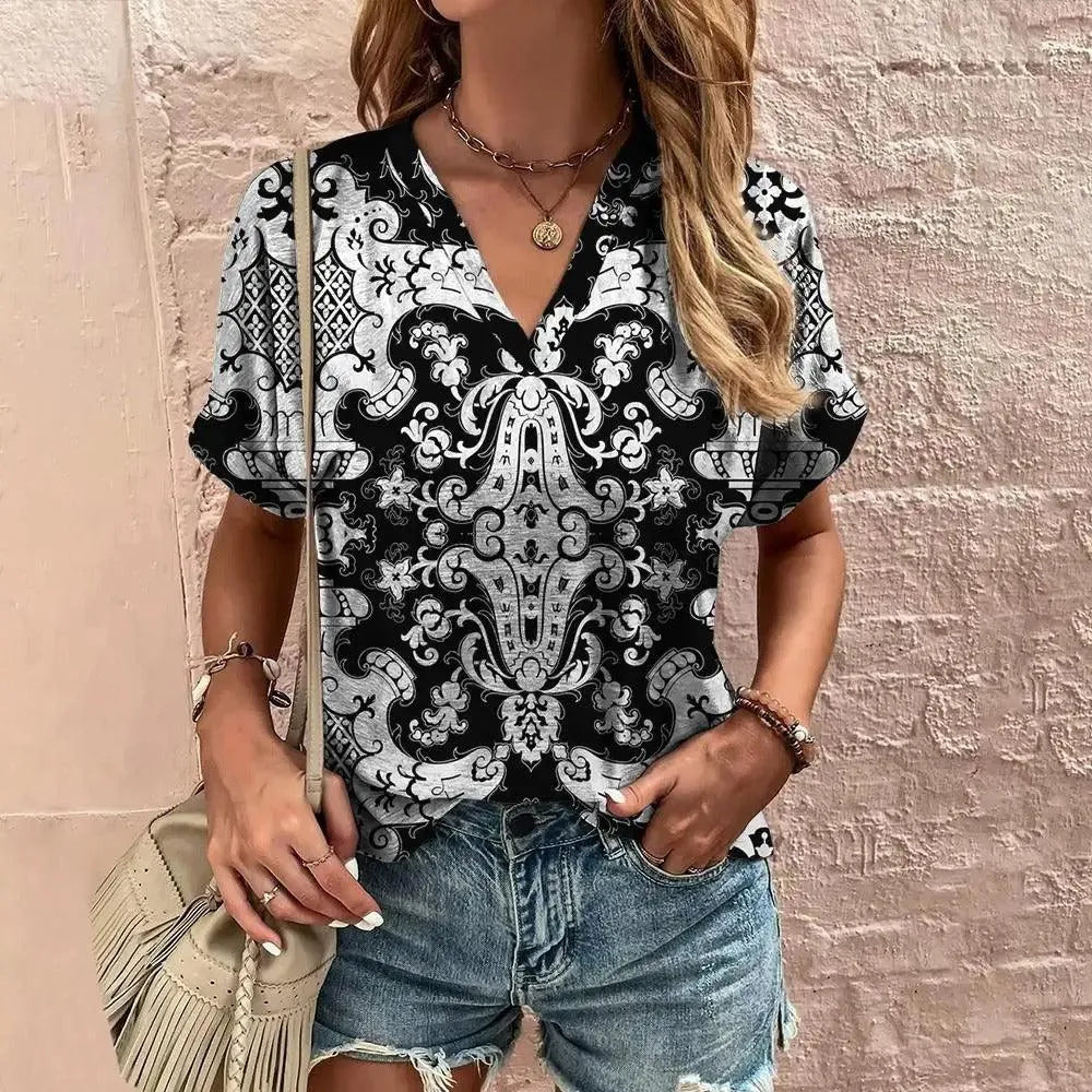 Ladies Blouse - Summer Style - Short Sleeves - Airy and Colorful - Perfect for Warm Days