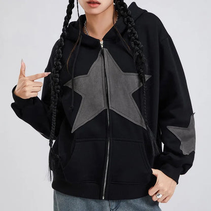 Jess | Sweat Jacket With Hood With Star Print For Women