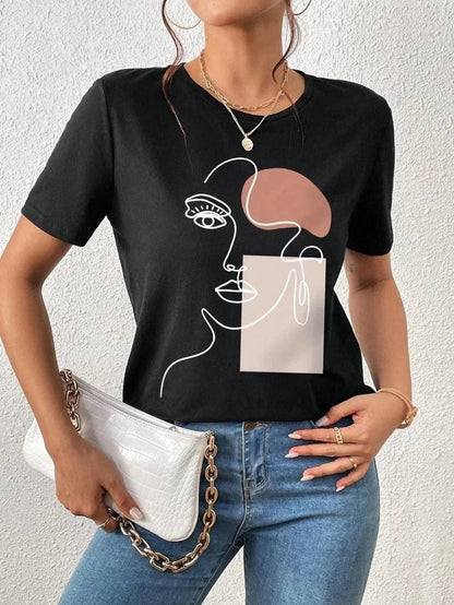 Women's T-shirt - Modern Art Print - Comfortable Fit - Ideal for Everyday Use