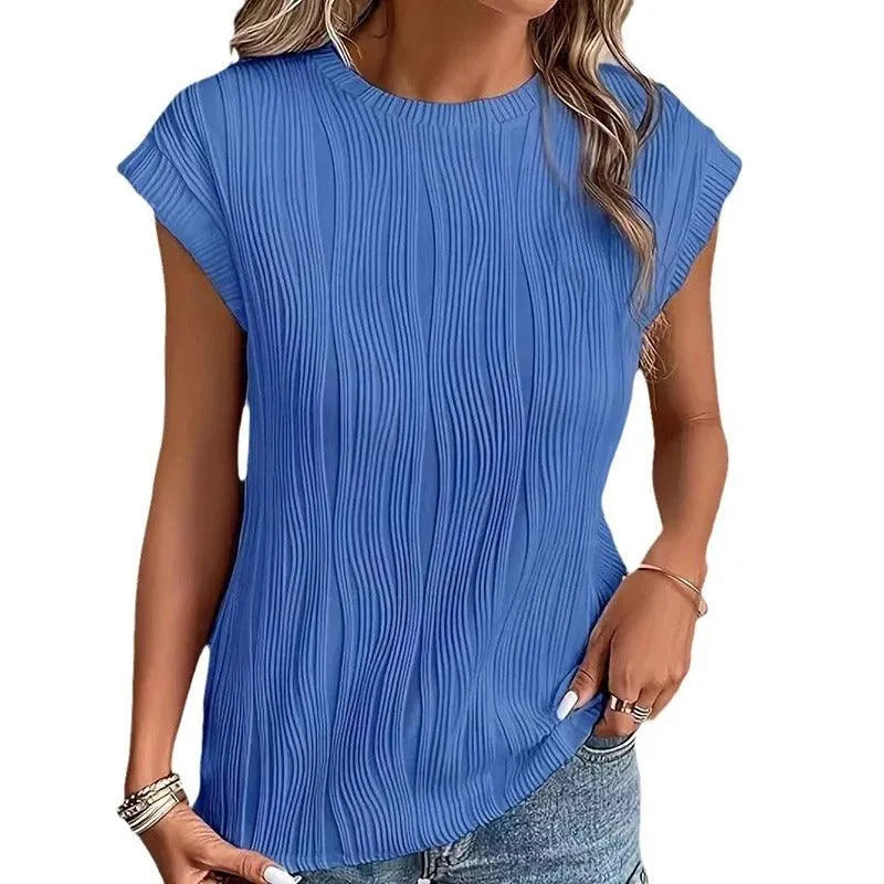 Summer Ladies T-shirt with Round Neck