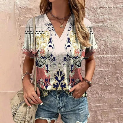 Ladies Blouse - Summer Style - Short Sleeves - Airy and Colorful - Perfect for Warm Days