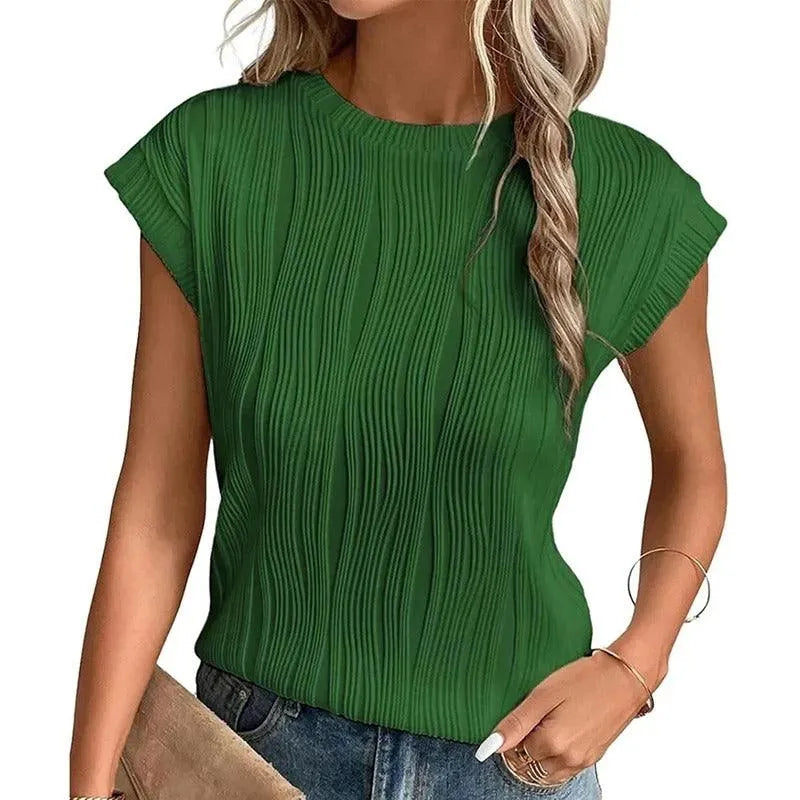 Summer Ladies T-shirt with Round Neck