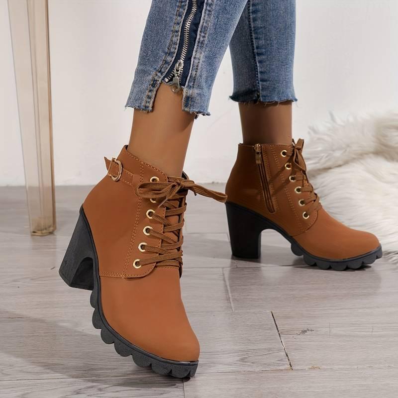 Malene Boots | Casual Boots with Zipper and Heels