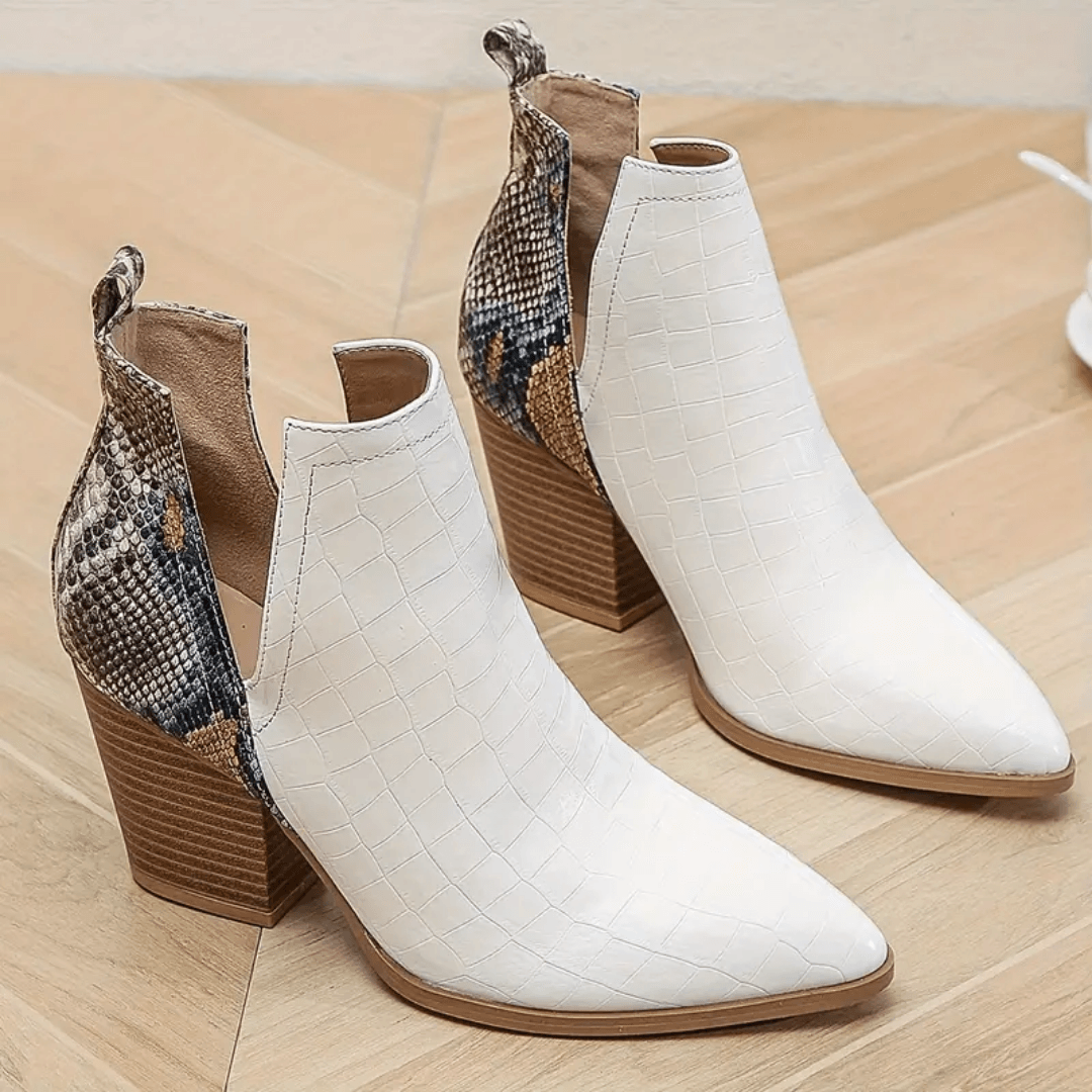 Margaret Ankle Boots | Trendy Women's Ankle Boots with Crocodile and Snake Print