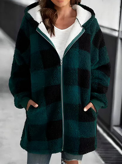 Jess | Oversized Hoodie Check Loose Jacket