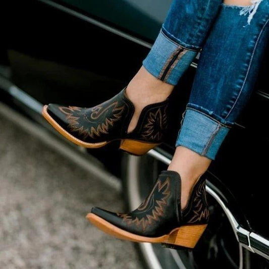 Naoko Boots | Cowboy Ankle Boots with Heel