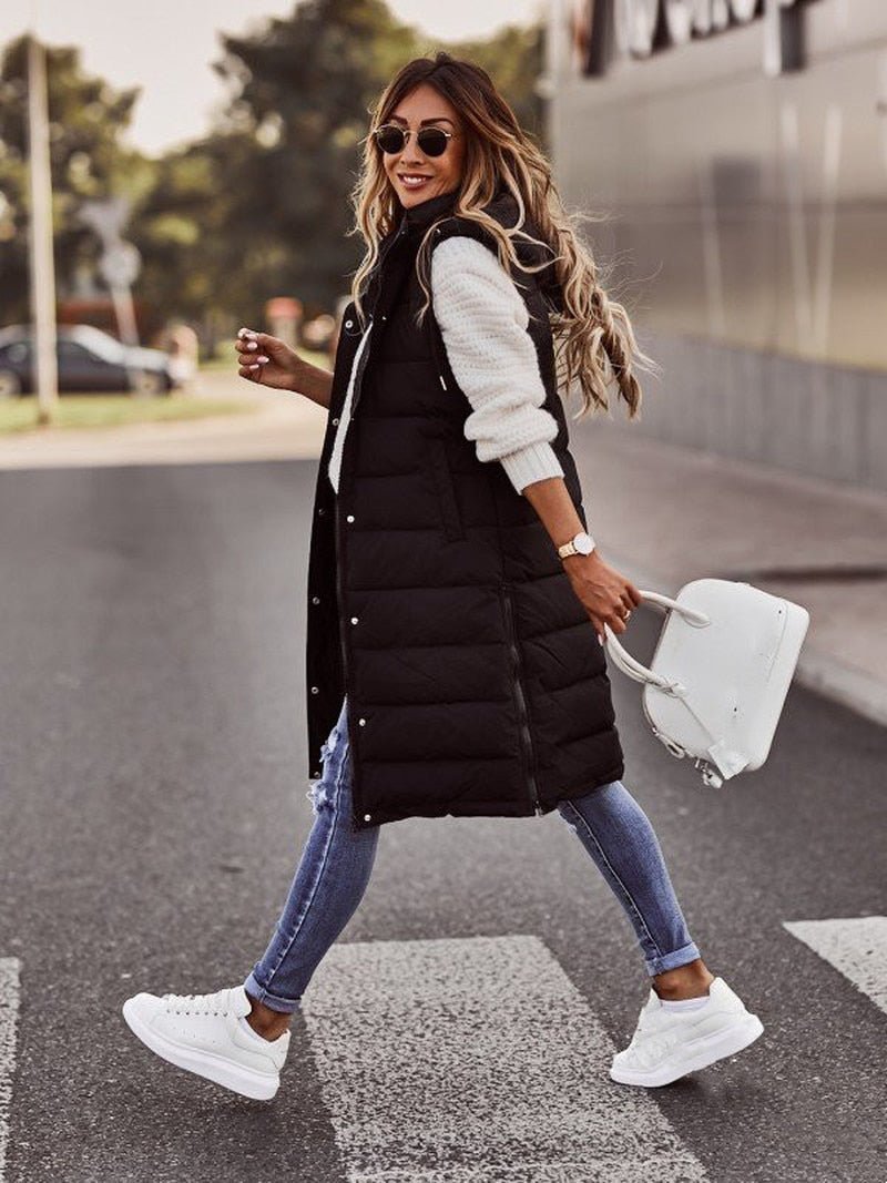 Knee-length quilted vest - Eka