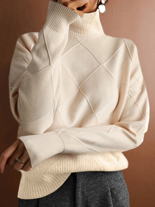 Zalida Sweater | High Neck Diamond Knitted Sweater