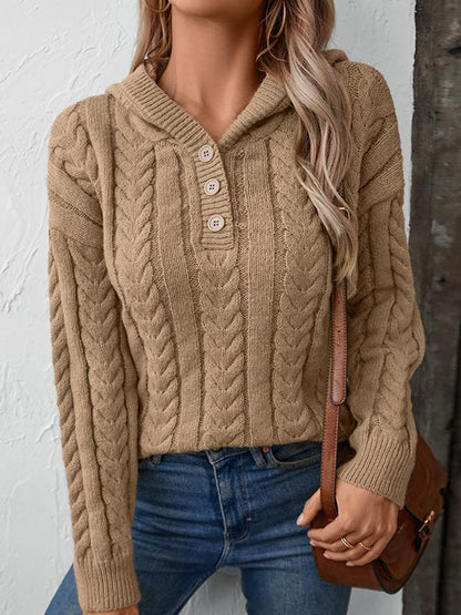 Zali Sweater | Vintage hooded cable knit sweater