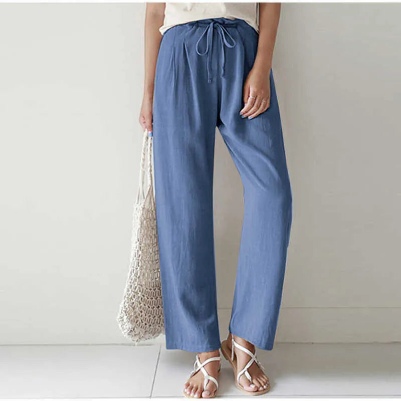 Gretel - Elastic waist Pleated pocket for Wide leg pants