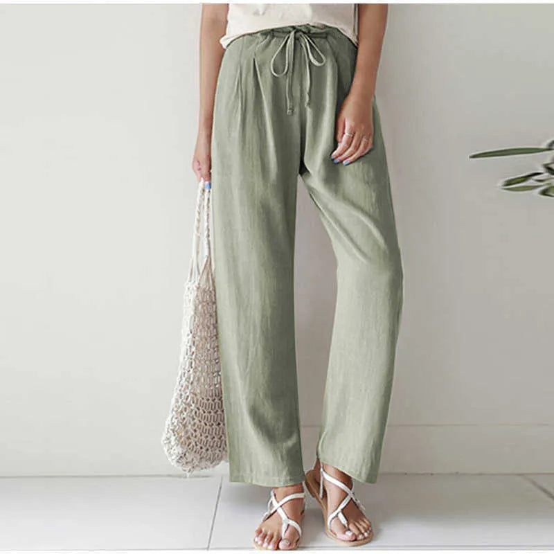 Gretel - Elastic waist Pleated pocket for Wide leg pants