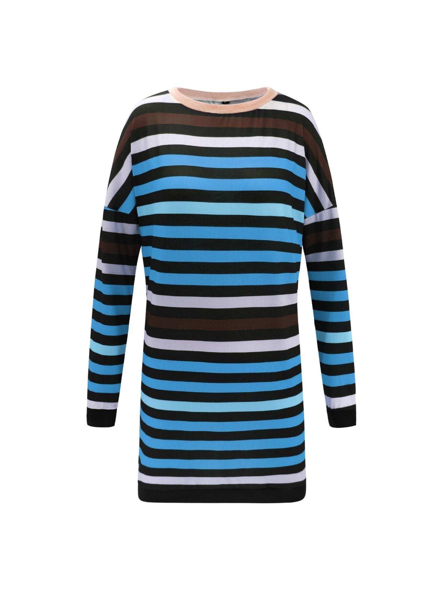 Striped loose round neck dress for women