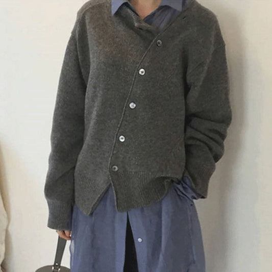 Asymmetric cardigan with buttons for women