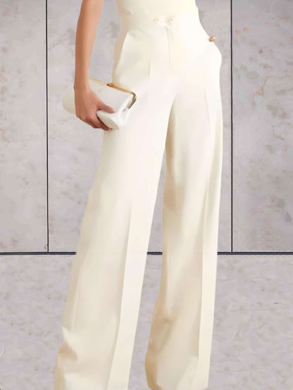 Margaux - Simple high-waisted pants with wide leg and pockets