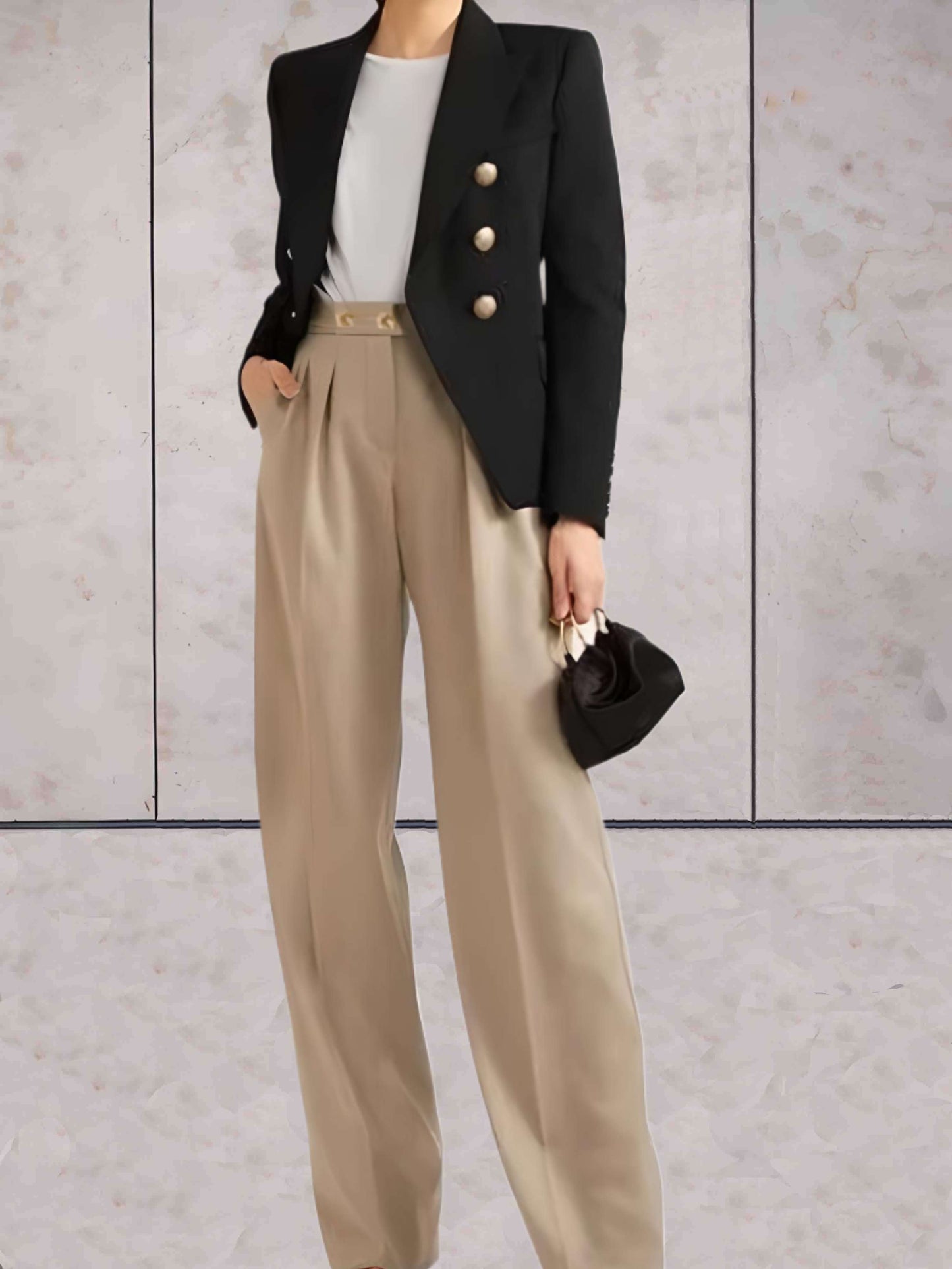 Margaux - Simple high-waisted pants with wide leg and pockets