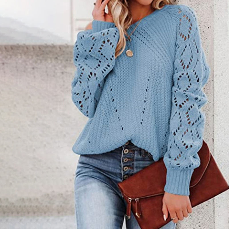 Xiora Sweater | Casual hollow knit sweater