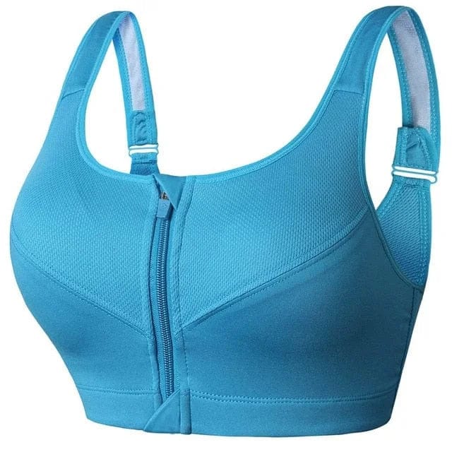 A sports bra in large sizes with a zipper reformulated