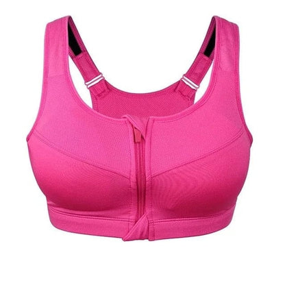 A sports bra in large sizes with a zipper reformulated