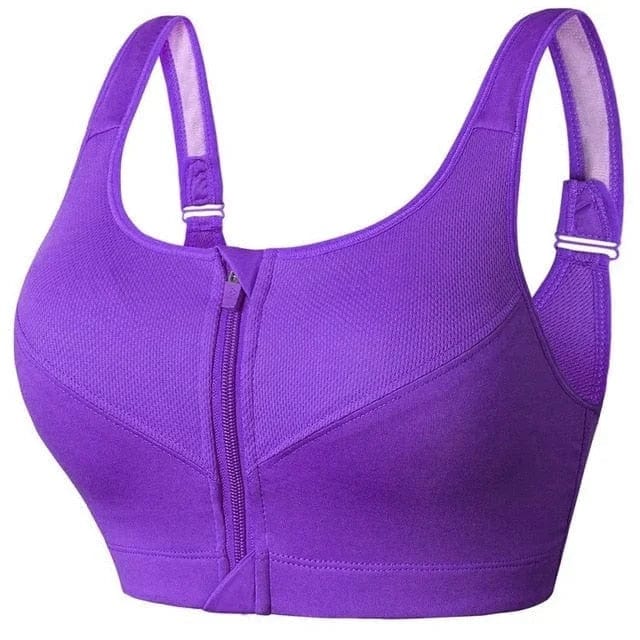 A sports bra in large sizes with a zipper reformulated