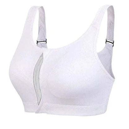 A sports bra in large sizes with a zipper reformulated