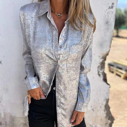 Jacket - Blouse Ladies- overshirt - Casual Elegant - Mercerized Fabric, Lapel Collar, Different Colors - Spring/Summer