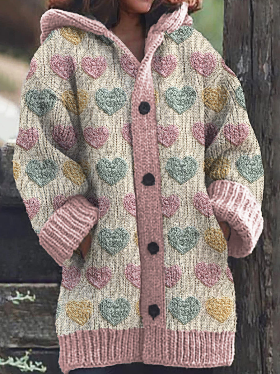 Jess | Women Heart Pattern Leisure Open Hoodie Cardigan