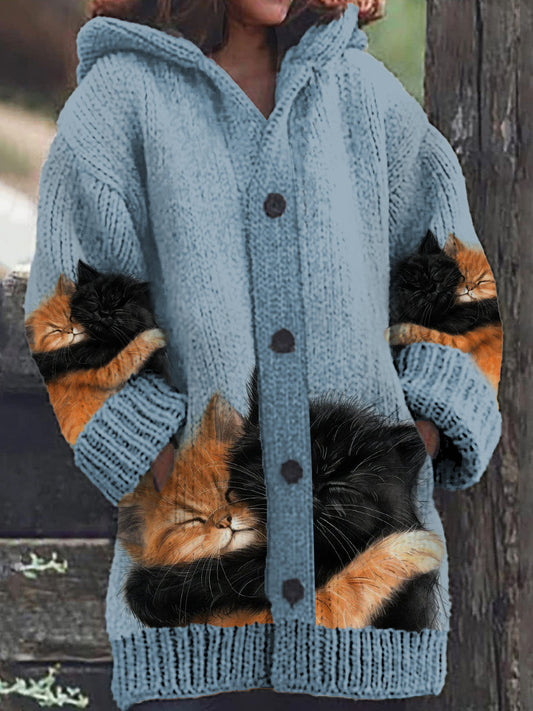 Jess | Hoodie Cardigan with two cats for women