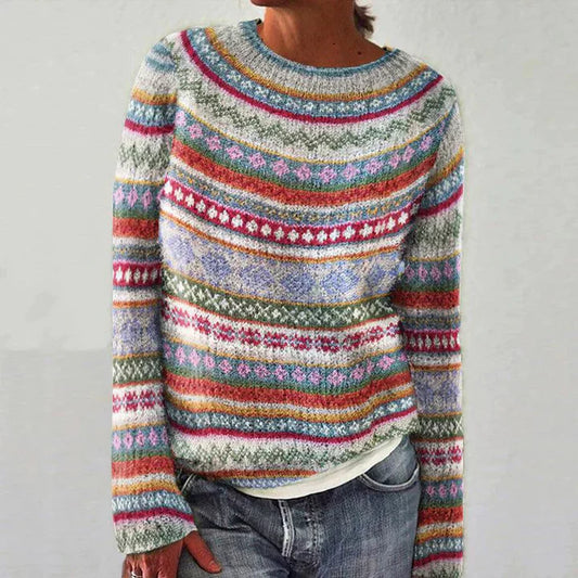 Elizabeth - knitted striped winter sweatshirt