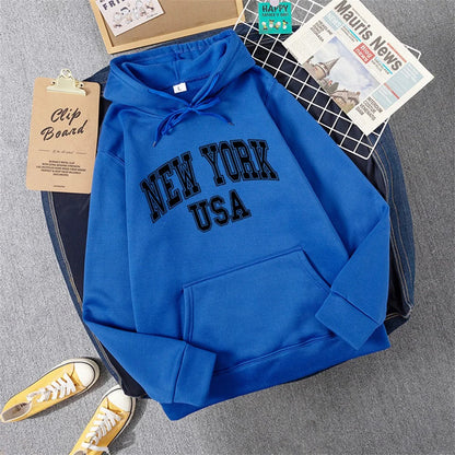 Jess | Sweatshirt With Hooded Fleece Print New York Usa For Women