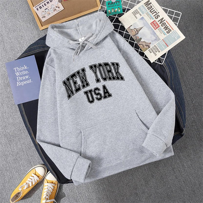 Jess | Sweatshirt With Hooded Fleece Print New York Usa For Women