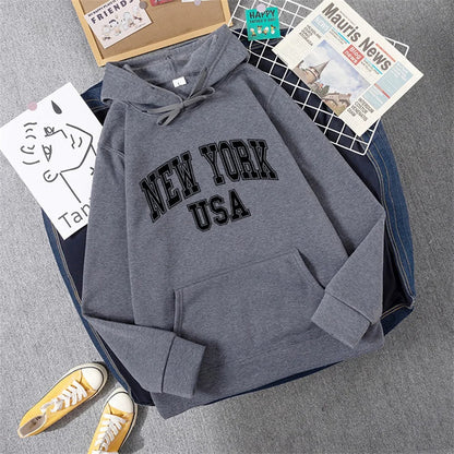 Jess | Sweatshirt With Hooded Fleece Print New York Usa For Women