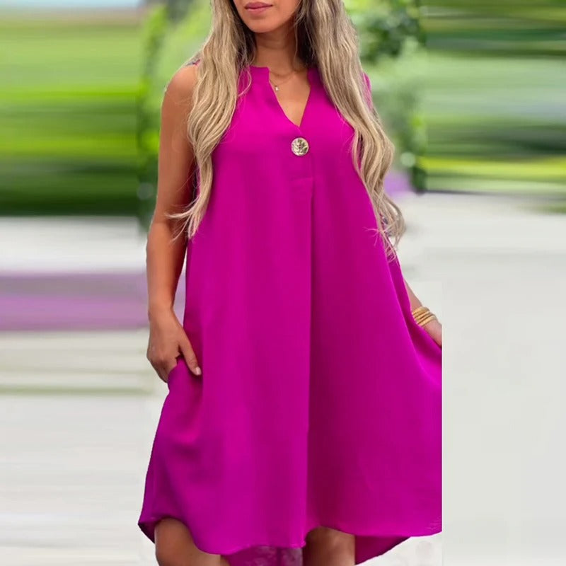 Matilda - sleeveless midi dress with V-neckline